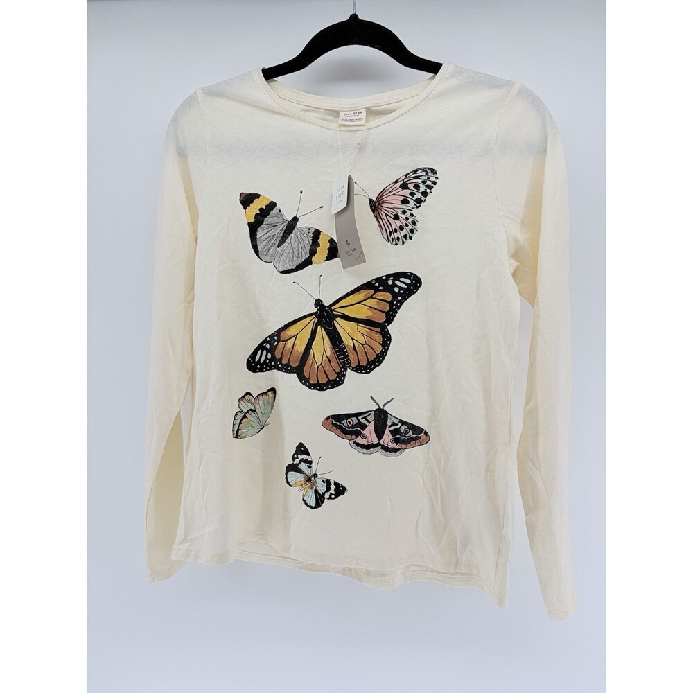Zara Kids Shirt Cotton Butterflies Cream Girls 13/14 New With Tags Read